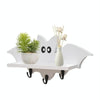 Cartoon Bat Shape Wooden Wall Mount Storage Rack Key Holder 35x17cm(White)