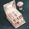 Simple Portable Jewelry Box Earrings Ring Storage Consolidation Box with Drawers, Size : 17.5 x 14 x 13cm(Rose Red)
