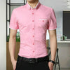 Men Business Shirt Short Sleeves Turn-down Collar Shirt, Size:XXXXXL(Pink)