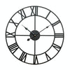 40cm Retro Living Room Iron Round Roman Numeral Mute Decorative Wall Clock (Black)