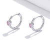 SCE1081 White Plated Pink Love Earrings Hemp Rope Texture S925 Rings
