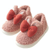 Winter Indoor Thick-Soled Rabbit Ear Bowknot Warm Cotton Slippers, Size: 40-41(Pink)