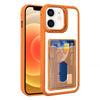 For iPhone 12 Electroplated Card Bag Acrylic Hybrid TPU Phone Case(Orange)