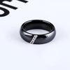 Simple Nano Ceramic Ring Trend Titanium Steel with Zircon Rings, Ring Size:7(Black)