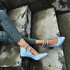 Women Shoes Plus Size Double Buckle Heel Heels, Size:43(Blue)