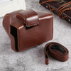 Oil Skin PU Leather Camera Full Body Case Bag with Strap for Olympus EM10 III(Coffee)