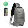 Ozuko 9283 Men Outdoor Anti-theft Chest Bag Rivet Messenger Bag with External USB Charging Port(Brown)