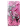 For Samsung Galaxy S25+ 5G Colored Drawing Marble Pattern Leather Phone Case(Pink Seawater)