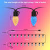 15m 20 Bulb NO RC 12V C35 LED String Lights Garden Christmas Waterproof Strawberry Candle Light, EU Plug(RGB)
