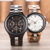 D21 Men Wooden Strap Stainless Steel Luminous Waterproof Watch(White)