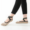 Non-slip Backless Cross Strap Five-finger Yoga Socks(Half Fingers Red)
