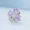 BSC890 925 Sterling Silver Dripping Oil Purple Flower Beads Diy Bracelet Accessories