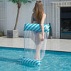 Inflatable Recliner On Water Foldable Backrest Floating Bed Inflatable Floating Row, Style Diagonal Stripes (Light Blue)