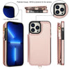 For iPhone 12 Pro Double Flap Zipper RFID Leather Phone Case with Short Lanyard(Rose Gold)