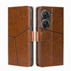 For Asus Zenfone 9 Geometric Stitching Leather Phone Case(Light Brown)