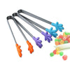 Silicone Stainless Steel Cooking Kitchen Ice Tong Food BBQ Salad Hand Clip(Blue)