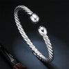 Europe and America Style Female Brass-plating Jewelry  Silver Garlic Magnetic Health Open Bracelet, Size: 8mm*17cm(Silver)