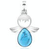Women Angel Wings Pendants Natural Crystal Stone Necklaces(Blue Turquoise)