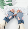 Winter USB Rechargeable Heated Half Palm Adult Gloves, Size: Free Size(Blue)