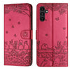 For Samsung Galaxy A26 5G Cat Embossing Pattern Leather Phone Case with Lanyard(Red)