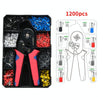 1200pcs /Set Tube-Type Cold-Pressed Terminal Block Crimping Pliers Plastic Box Set