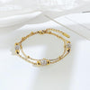 OPK 1249 Double Layer Stacking Simple Round Beads Stainless Steel Bracelet, Color: Gold