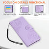 For Samsung Galaxy A14 4G / 5G Rose Flower Embossed 3-Card Slots Leather Phone Case(Purple)