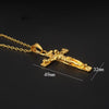 10 PCS Men Vintage Stainless Steel Cross Jesus Pendant Necklace(Cross chain-Gold)
