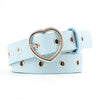 3PCS Narrow Thin Leather Silver Metal Heart Buckle Belts for Women, Belt Length:105cm(Sky Blue)