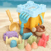 13pcs /Set Outdoor Castle Beach Toy Bucket Child Play House Cartoon Play Sand Dredging Tool(Yellow)