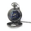 Classical Mechanical Pocket Watch Large Retro Gear Embossed Hollow Pocket Watch(Black)