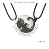 Couples Jewelry Necklaces Titanium Steel Animal Cat Pendants Necklace(White and Black Cat with Metal Chain)