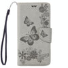 For  iPhone 8 & 7   Pressed Flowers Butterfly Pattern Horizontal Flip Leather Case with Holder & Card Slots & Wallet(Grey)