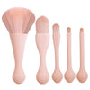 Mini Makeup Brush Set Portable Tool Beauty Makeup Brush Small Waist Brush, Style:Lollipop Skin Color 5 Sticks + Stand