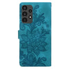 For Samsung Galaxy A13 4G / 5G / A04S Lace Floral Embossed Magnetic Buckle PU Phone Case With Wrist Strap(Green)