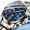 FNGEEN 4006 Men Trendy Waterproof Quartz Watch(Black Leather Black Steel White Surface)