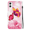 For Samsung Galaxy A06 Crystal Texture Colored Drawing Leather Phone Case(Pink Butterflies)
