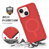 For iPhone 15 Shockproof MagSafe Armor PC Hybrid TPU Phone Case(Red+Black)