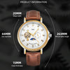 YAZOLE 379 Leather Band Large Dial Tourbillon Mechanical Watch(White+Brown)