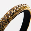 Multi-layer Glass Rhinestones Headband Full Rhinestones Gold Velvet Hairband(Coffee)