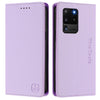For Samsung Galaxy S20 Ultra RC01 Dual-Folded Magnetic Suction RFID Leather Phone Case(Light Purple)