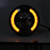 HONGPA Motorcycle Retro Headlights Modified Parts LED General Metal Headlights(Matte Black)