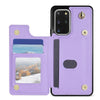 For Samsung Galaxy S20 FE 5G Rhombic Dual Buckle Card Slots Phone Case with Lanyard(Purple)