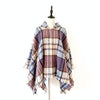 Spring Autumn Winter Checkered Pattern Hooded Cloak Shawl Scarf, Length (CM): 135cm(DP-03  Purple)