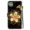 For Samsung Galaxy A22 5G Crystal Texture Colored Drawing Leather Phone Case(Gold Flower)
