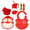 7-in-1 Silicone Children Tableware Set Christmas Gift(Red)