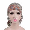 Stretch Cotton Printed Turban Cap Chemotherapy Cap Toe Cap, Size:One Size(Big Flower On Black)