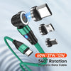 ENKAY PD60W Type-C to Type-C / 8 Pin / Micro USB Magnetic 540 Degrees Rotating Fast Charging Cable, Length:1m(Black)