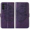 For Samsung Galaxy A24 4G Embossed Butterfly Leather Phone Case(Dark Purple)