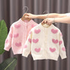 Girls Love Sweater Cardigan Autumn and Winter Knitted Sweater Jacket, Size:  90cm(Pink)